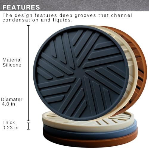 Silicone Coasters Set of 6 with Modern Patterns (6 Count)