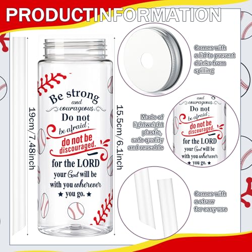 12 Pcs Christian Baseball Cups with Straws Lids Sports Team Gift (12 Count)
