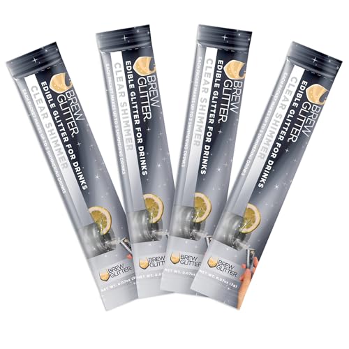 Brew Glitter Clear Edible Drink Glitter 4 x 2g Packets for Cocktails (4 Count)