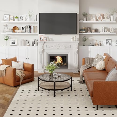 55 Inch Floating Shelves for Wall 8 Inch Deep White Shelves Set of 2 (2 Count)