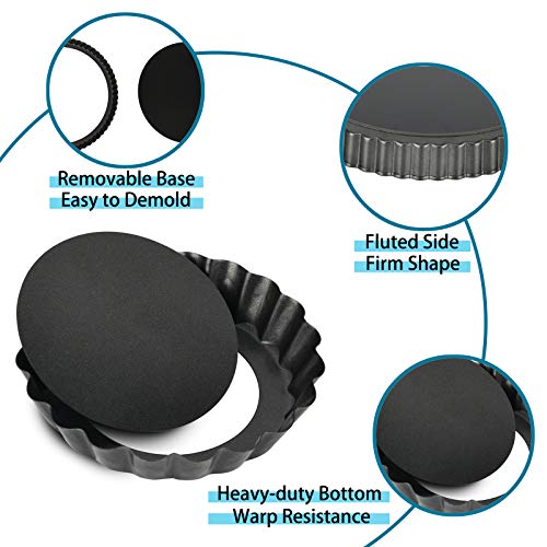 Mini Tart Pans with Removable Bottom 4 inch Set of 10 Non (10 Count)
