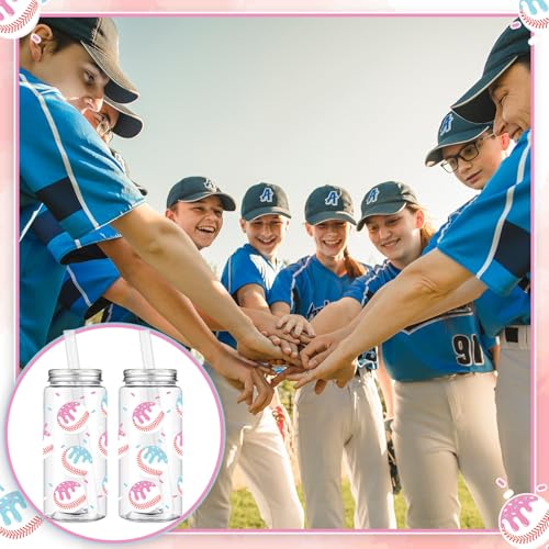 24 Pcs Ice Cream Drip Baseball Cups 14.2oz Tumbler Cups with Lids and Straws Bulk Baseball Drip Party Gifts Favor Ice Cream Plastic Reusable Cup for Sports Theme Party Team Gifts (12 Count)