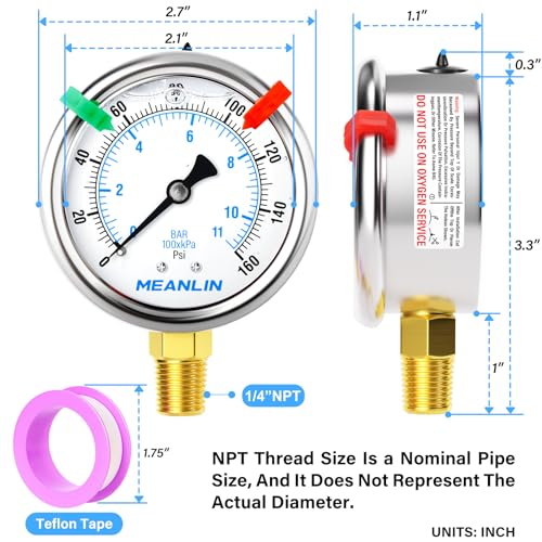0~160Psi Liquid Filled Pressure Gauge 1