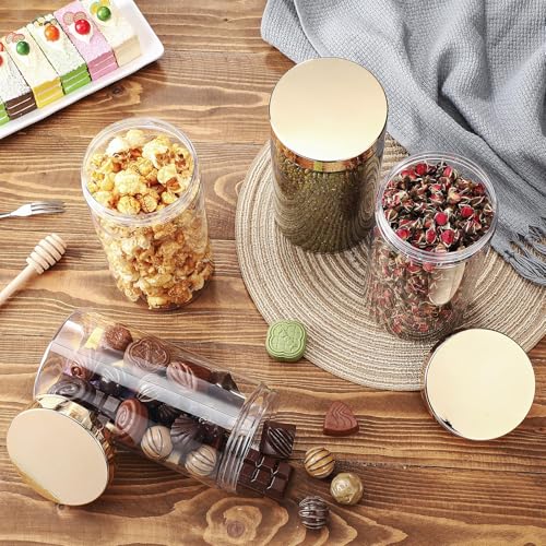 4 Pcs Plastic Jars Wide Mouth with Lids (4 Count)
