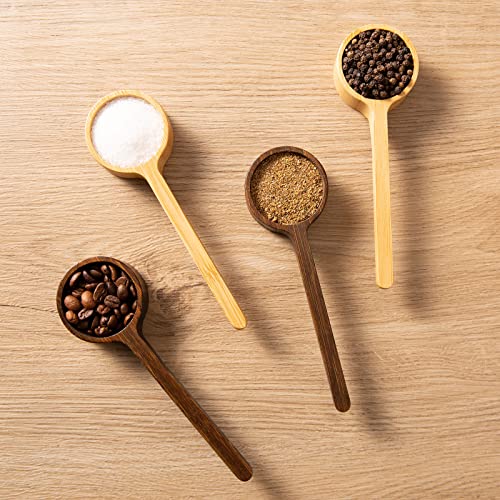 Wooden Coffee Scoop Small Long Handle Measuring Scoop for Jars and Containers (4 Count)