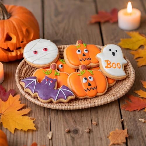 5 PIECE Halloween Cookie Cutters Set Stainless Steel cookie cutter molds Pumpkin (5 Count)