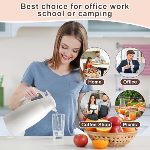 2 Pcs Thermal Coffee Carafe Insulated Stainless Steel Coffee Carafe for Hot Liquid Vacuum Thermal Pot Creamer Pitcher Dispenser with Brushes Keeping Hot Water Milk (2 Count)
