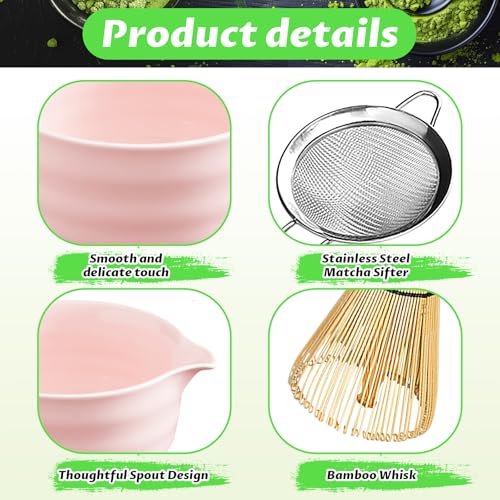 Matcha Set 6 Pcs Matcha Whisk Set with 20 oz Bowl