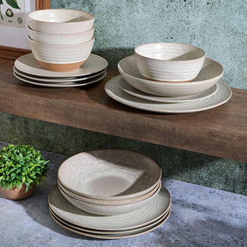 16 Piece Dreamweaver Double Bowl Terracotta Reactive Dinnerware Set