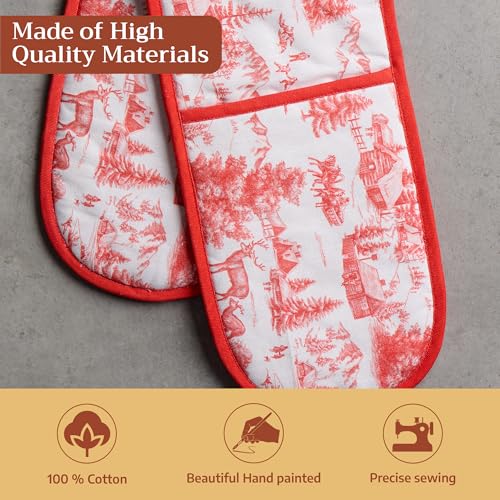Double Oven Mitts 100% Cotton Double Oven Glove