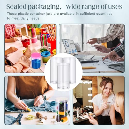 4 Pcs Plastic Jars Wide Mouth with Lids (4 Count)