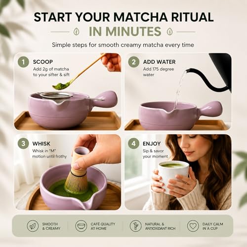 HAPPY PATH & CO Patented Matcha Bowl Set with Handle & Spout