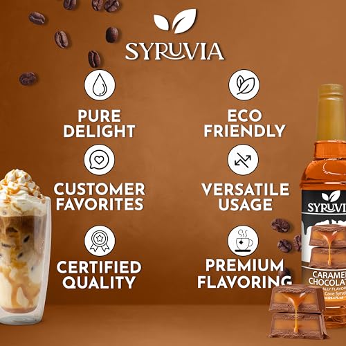 Coffee Syrup Caramel Chocolate Flavored Syrup for Drinks (25.4 Fl Oz)