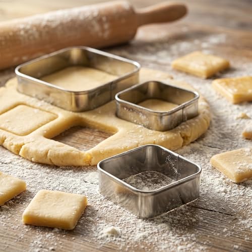 Rounded Square Cookie Cutter Stainless Steel Plaque Cookie Cutters Geometric Frame Cookie Cutters Shapes Molds for Baking 1 Inch Depth (4 Count)