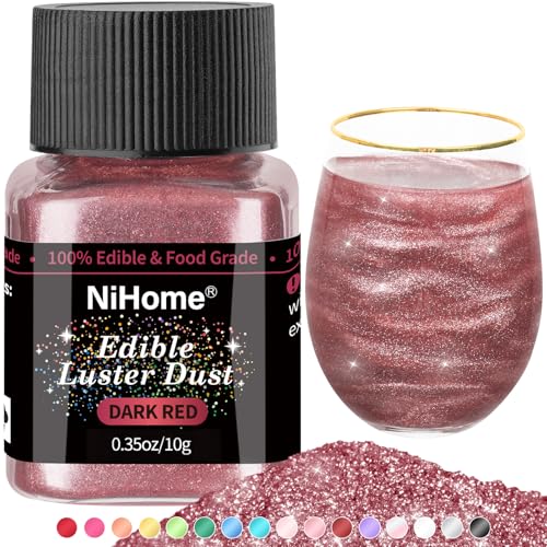 Edible Food Grade Glitter Powder Glimmer Luster Dust Metallic Fancy Food Decorating Sprinkle Glimmery Dust for Drink Wine Beverage Cake Bakery Vegan Allergen