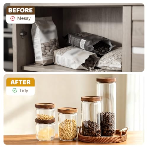 Glass Jars with Airtight Wood Lids (2 Count)