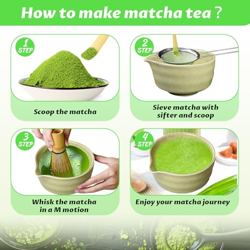 Matcha Set 6 Pcs Matcha Whisk Set with 20 oz Bowl