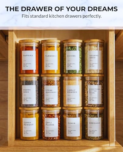 Glass Spice Jars with Label Pack (12 Count)