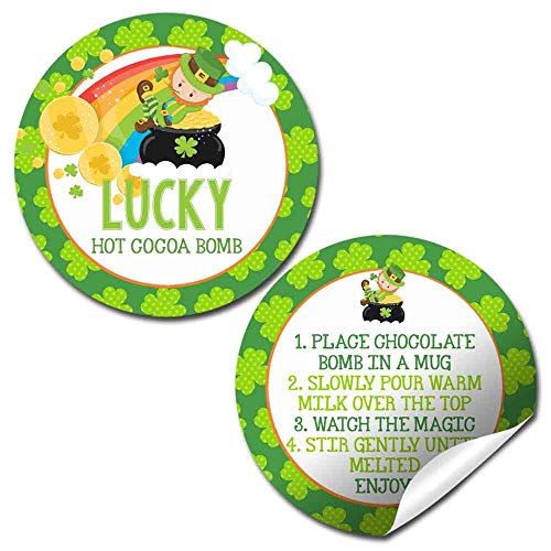 Lucky Leprechaun & Rainbow Themed Happy St. Patrick's Day Hot Cocoa Bomb Packaging Sticker Labels