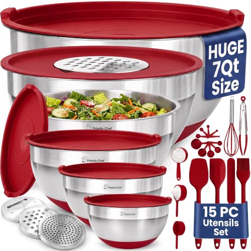 6Pc Stainless Steel Mixing Bowls with Lids Set