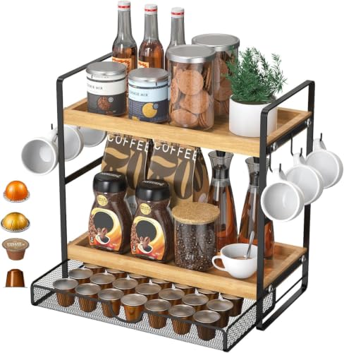 Coffee Station Organizer with Pod Holder and Drawer