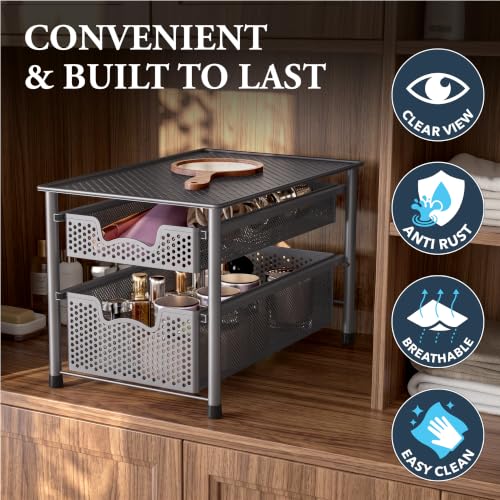 Stackable 2 Tier Sliding Basket Organizer Drawer