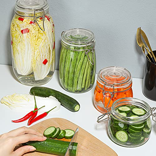 Round Small Glass Pantry Jars with Airtight Lids 17 oz 6 Pack (6 Count)