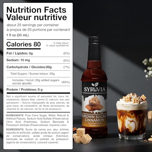 Coffee Syrup Brown Sugar Cinnamon Flavored Syrup for Drinks (25.4 Fl Oz)