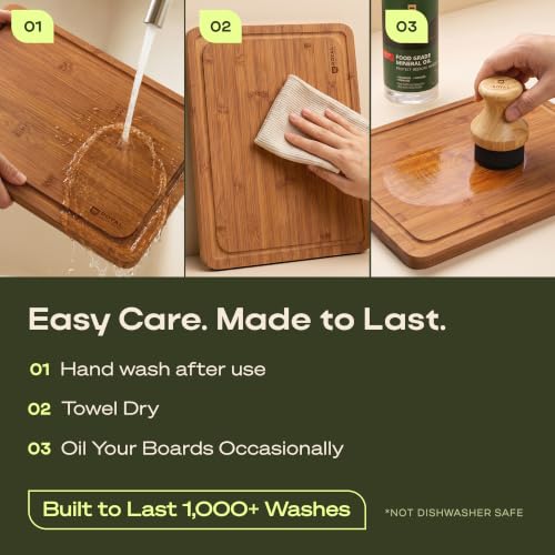 Wooden Cutting Boards for Kitchen Meal Prep & Serving (3 Count)