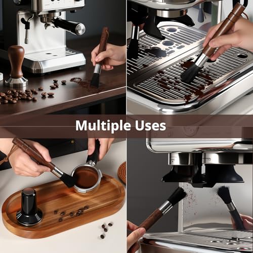 2 Pack Coffee Grinder Cleaning Brush with Natural Walnut Wood Handle and Black Boar Bristle (2 Count)