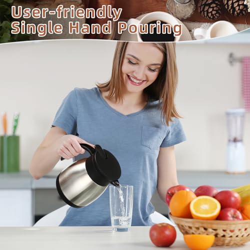 2 Pcs Thermal Coffee Carafe Insulated Stainless Steel Coffee Carafe for Hot Liquid Vacuum Thermal Pot Creamer Pitcher Dispenser with Brushes Keeping Hot Water Milk (2 Count)