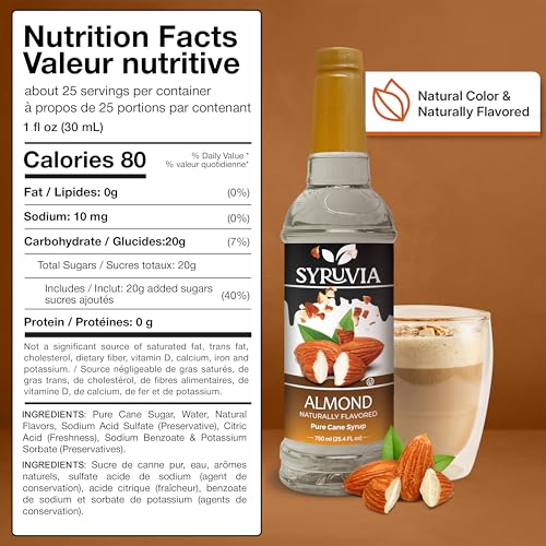 Coffee Syrup Almond Flavored Syrup for Drinks (25.4 Fl Oz)