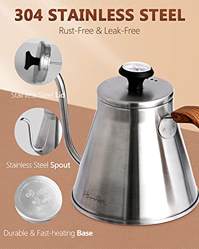Gooseneck Kettle with Thermometer for Pour Over Coffee and Tea