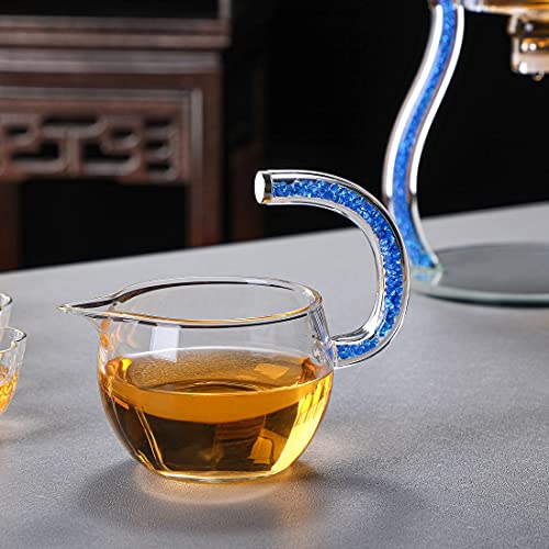 Lazy Kungfu Glass Tea Set Semi Automatic Drip Rotating with Infuser Glass Teapot Set