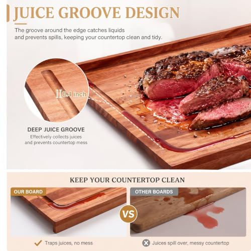 Walnut Pastry Board with Lip for Rolling Dough 24" x 22.8" x 1.5" Large Wooden Cutting Chopping Kneading Board with Engraved Measurements for Counter Tabletop Kitchen