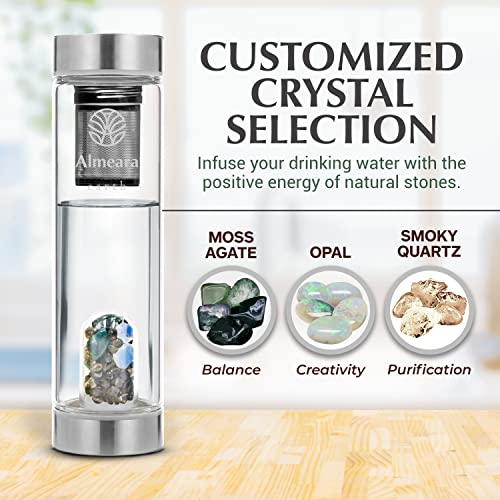 Crystal Water Bottle with Authentic Moss Agate