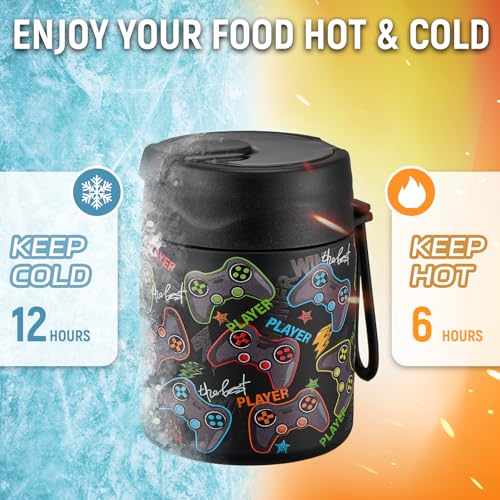 17oz Soup Thermo for Hot Food Kids Insulated Vacuum Food Jar with Stainless Steel Spoon Wide Mouth Thermo Leakproof Lunch Food Container Kids Hot Lunch Box