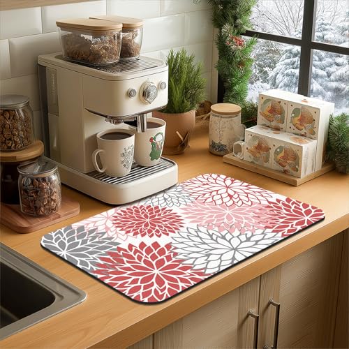 2PCS 12" x 20" Christmas Dish Drying Mat & 24" x 5.5" Sink Splash Guard (2 Count)
