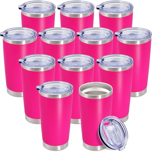 20oz Tumbler Insulated Coffee Tumblers with Lid Stainless Steel HotPink 12P (12 Count)