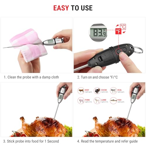 TempSwift 1 Sec Meat Thermometer Digital for Kitchen Cooking Food (2 Count)