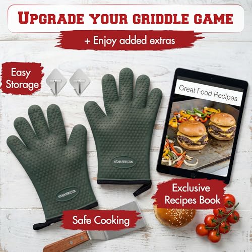 Silicone Griddle Grill Gloves Heat Resistant Oven Mitts