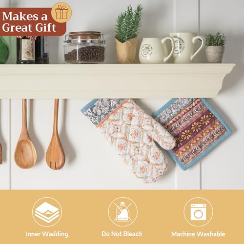 100% Cotton Oven Mitt & Pot Holder Set