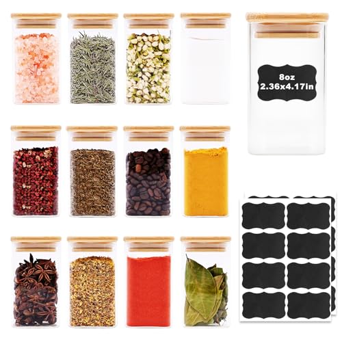 Glass Food Storage Jars Square 8oz (12 Count)