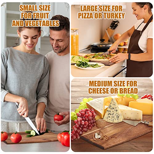 12 Packs Wooden Cutting Board Set with Handles Large Kitchen Serving Plain Chopping Board Bulk Gifts for Mom for Vegetables Meat Pizza Cheese Fruit Bread (12 Count)