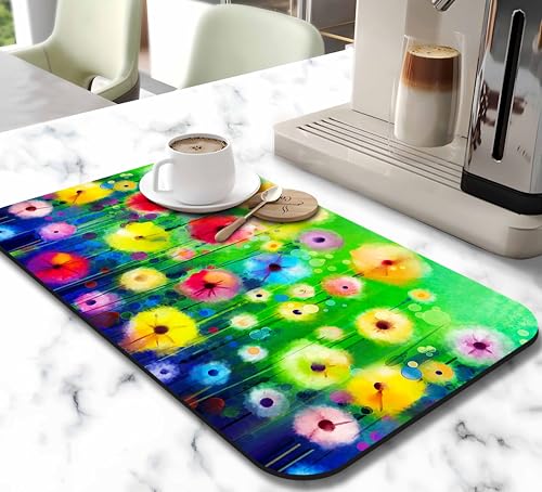 Dish Drying Mat for Kitchen Counter 20x12in Washable Quick Dish Drying Pad Rubber Backed Absorbent Draining Mat Fit Kitchen Counter