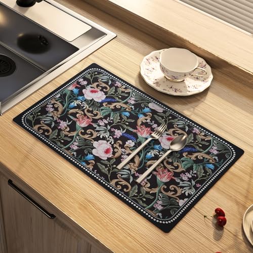Floral Dish Drying Mat for Kitchen Counter