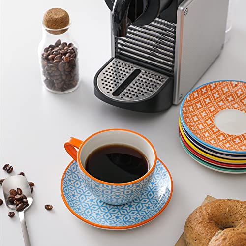 Ceramic 8 oz Cappuccino Cup Set with Saucers (6 Count)