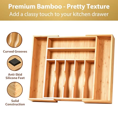 Large Expandable Kitchen Silverware Utensils Drawer Organizer