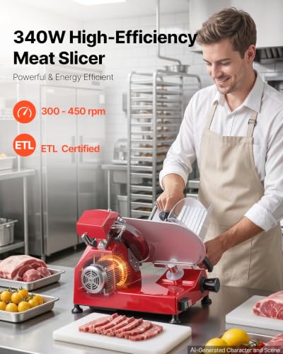 Commercial Meat Slicer 340W Electric Deli Food Slicer 10 inch Blade