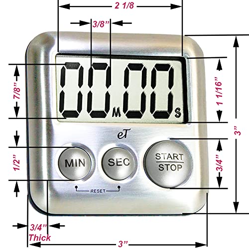 Elegant Digital Kitchen Timer Stainless Steel (6 Count)